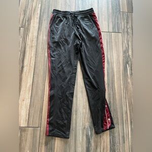 Free People Black Joggers Burgundy Side Panels Side Snap Track Pants Size S